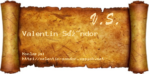 Valentin Sándor névjegykártya