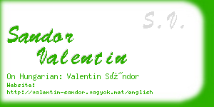 sandor valentin business card